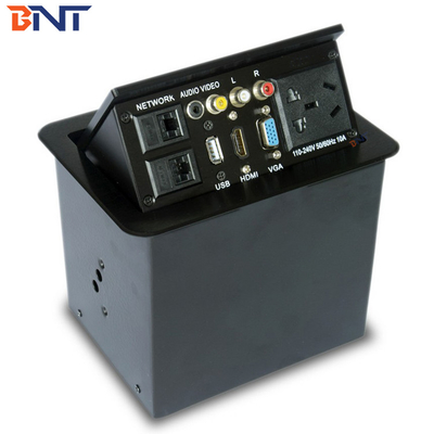 Ασημένια έπιπλα Flip Up Multimedia Connector Στρογγυλεμένη γωνία Χρήση σε προηγμένο γραφείο