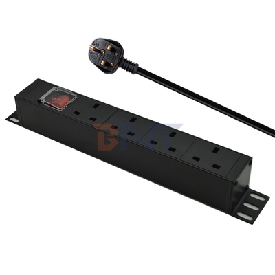 PDU 4-port Outlets SPD Surge Protector Power Strip Extension Socket 3250W με διακόπτη ενεργοποίησης / απενεργοποίησης και καλώδιο ρεύματος