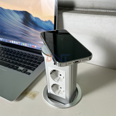 Ανύψωση αναποδογυρισμένη πίνακα Pop Up Socket με 2 πύλες AC και θύρες USB Κρυμμένη πύλη πύλης για γραφείο
