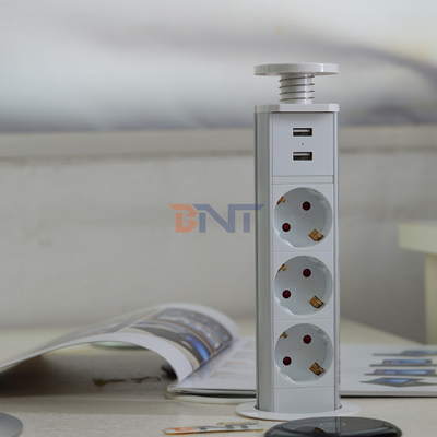 IP44 6cm Λευκό χρώμα κατακόρυφη πύργος κουζίνας πρίζα με φόρτιση USB