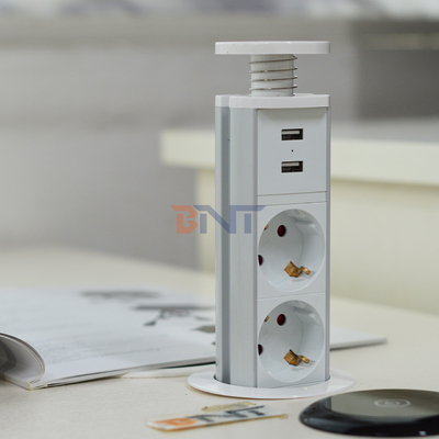 IP44 6cm Λευκό χρώμα κατακόρυφη πύργος κουζίνας πρίζα με φόρτιση USB