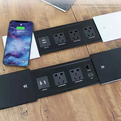 Νέο στυλ Desktop Slip Cover Power Sliding Socket 10A Κατηγοριοποιημένο ρεύμα με ασύρματο φορτιστή για σπίτι και γραφείο