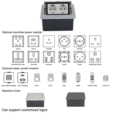 OEM/ODM Σύγχρονο Γραφείο Essential BNT Popup Power Socket με 2 ενσωματωμένες πρίζες ACEU/UK/US/CN16A/10A/6A Κατηγοριοποιημένο ρεύμα