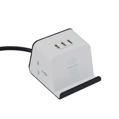 Παγκόσμιο USB AC Power Grommet Socket Υπηρεσιακό έπιπλα ABS Πίνακα πίνακας Socket 3 USB εξόδου θύρες 1,5m καλώδιο 10A/16A