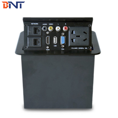 Ασημένια έπιπλα Flip Up Multimedia Connector Στρογγυλεμένη γωνία Χρήση σε προηγμένο γραφείο