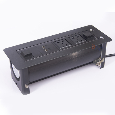 Διπλό φορτιστή USB από κράμα αλουμινίου Desktop Pop Up Power Data Socket