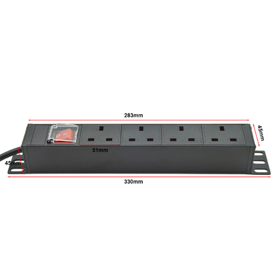PDU 4-port Outlets SPD Surge Protector Power Strip Extension Socket 3250W με διακόπτη ενεργοποίησης / απενεργοποίησης και καλώδιο ρεύματος