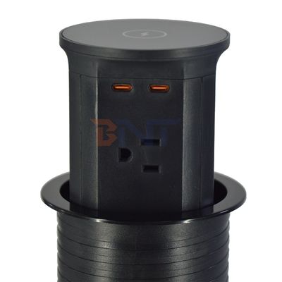 4 Outlet Us Στερεόδοξος ανελκυστήρας κουζίνας Κρυμμένες πνευματικές αναδυόμενες πρίζες ΕΕ Ηνωμένο Βασίλειο Συνδεσιμότητα USB ασύρματη φόρτιση