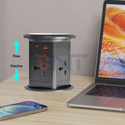 Νέο Πνευματικό Ανέβασμα Pop up Socket ΗΠΑ Ηνωμένο Βασίλειο Universal Four Surface Mount Desktop Socket Top με 15W ασύρματη φόρτιση Pop-up Socket