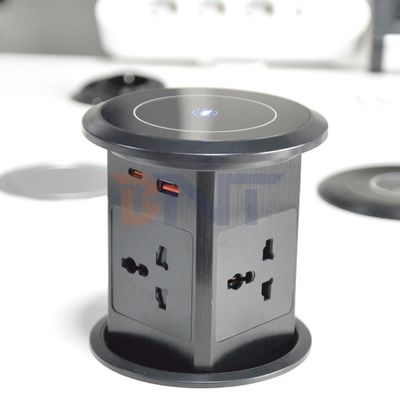 Νέο Πνευματικό Ανέβασμα Pop up Socket ΗΠΑ Ηνωμένο Βασίλειο Universal Four Surface Mount Desktop Socket Top με 15W ασύρματη φόρτιση Pop-up Socket