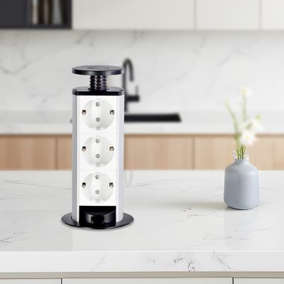 Σύγχρονη έξυπνη κουζίνα αποσύρετε EU Power Kitchen Socket Κρυφή επιφάνεια τραπεζιού με 3 EU Power Output Ports 16A Διοικητικό ρεύμα IP44