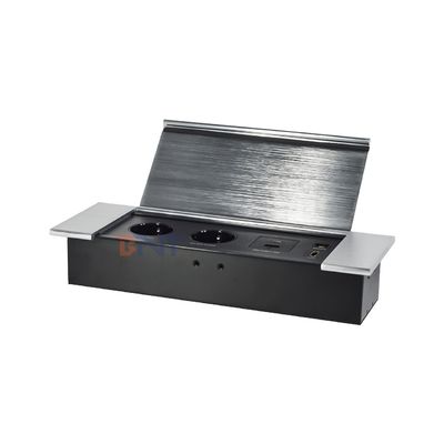 Κρυφός σχεδιασμός αναδιπλούμενου επιτραπέζιου πρίζας με 2 πρίζες EUAC USB A+C HDMI Δίκτυο