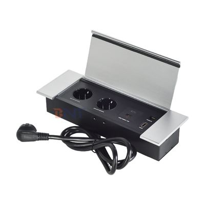 Κρυφός σχεδιασμός αναδιπλούμενου επιτραπέζιου πρίζας με 2 πρίζες EUAC USB A+C HDMI Δίκτυο