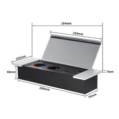 Κρυφός σχεδιασμός αναδιπλούμενου επιτραπέζιου πρίζας με 2 πρίζες EUAC USB A+C HDMI Δίκτυο