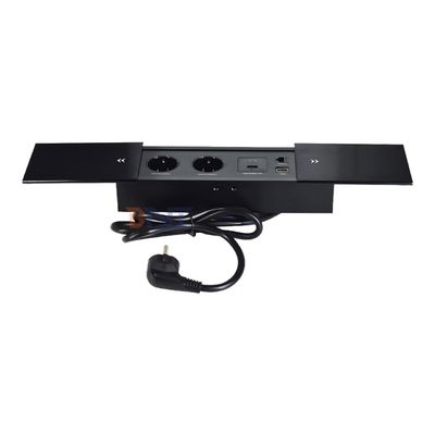 Διπλή Σίλπ ανοικτή ηλεκτρική πρίζα Euro Tabletop Electric Power Socket Slip-Open 2 πηγές AC & USB A + C IP44 για χρήση γραφείου