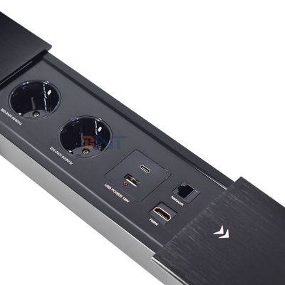 Διπλή Σίλπ ανοικτή ηλεκτρική πρίζα Euro Tabletop Electric Power Socket Slip-Open 2 πηγές AC & USB A + C IP44 για χρήση γραφείου