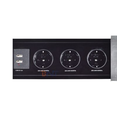 Euro Tabletop Electric Power Socket Slip-Open Design με 3 πρίζες AC 16A Καθορισμένο πρότυπο EU