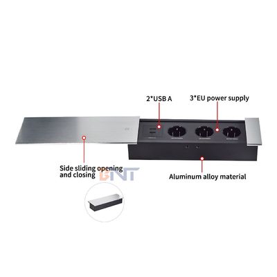 Euro Tabletop Electric Power Socket Slip-Open Design με 3 πρίζες AC 16A Καθορισμένο πρότυπο EU