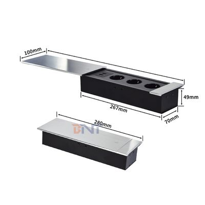 Euro Tabletop Electric Power Socket Slip-Open Design με 3 πρίζες AC 16A Καθορισμένο πρότυπο EU
